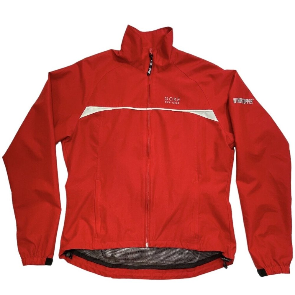 Bike Wear Men's Red WINDSTOPPER Jacket Large Full Zip Mock Neck *FLAW